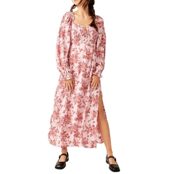 Free People - Jaymes Smocked Floral Print Midi Dress.